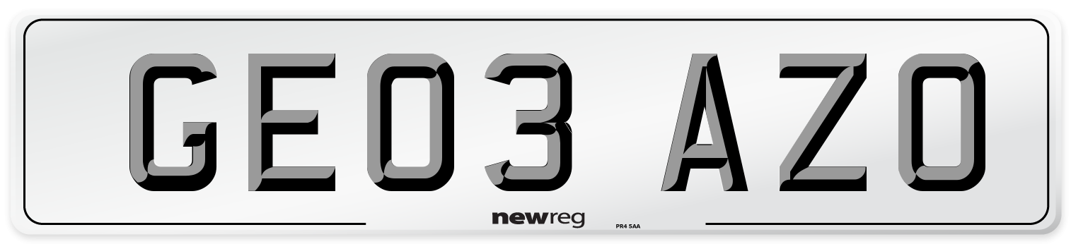 GE03 AZO Number Plate from New Reg